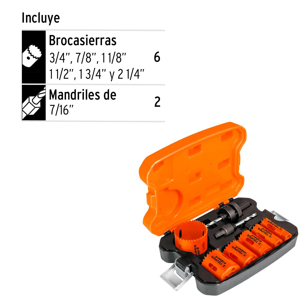 Kit De Sierras Copa Bimetal Truper Expert Kitb-6  6 Piezas + 2 Mandriles